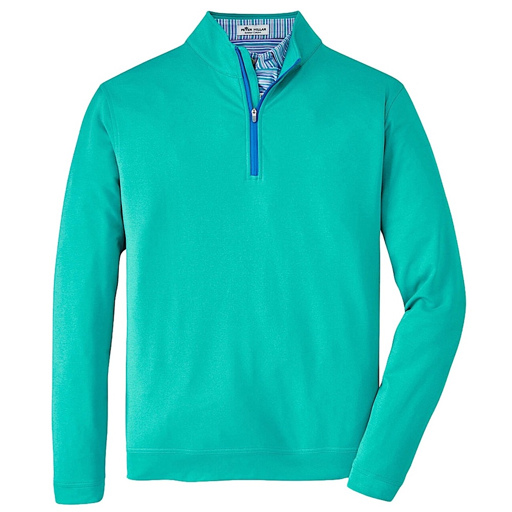 Peter Millar Crown Sport Perth Melange Performance Quarter-Zip in Lily Pad